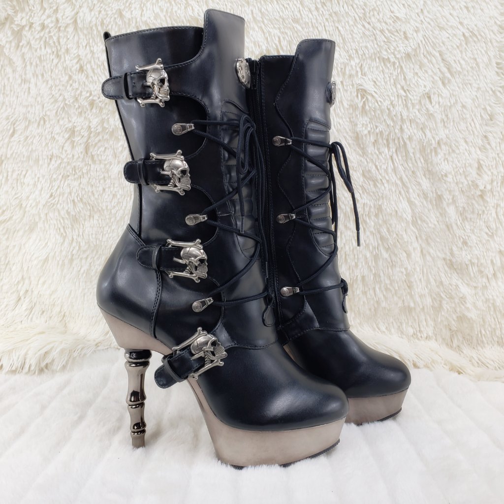 Demonia | Shoes | Muerto Gothic Punk Finger Bone Heel Skull Buckle Mid Calf  Boots Demonia 26 | Poshmark